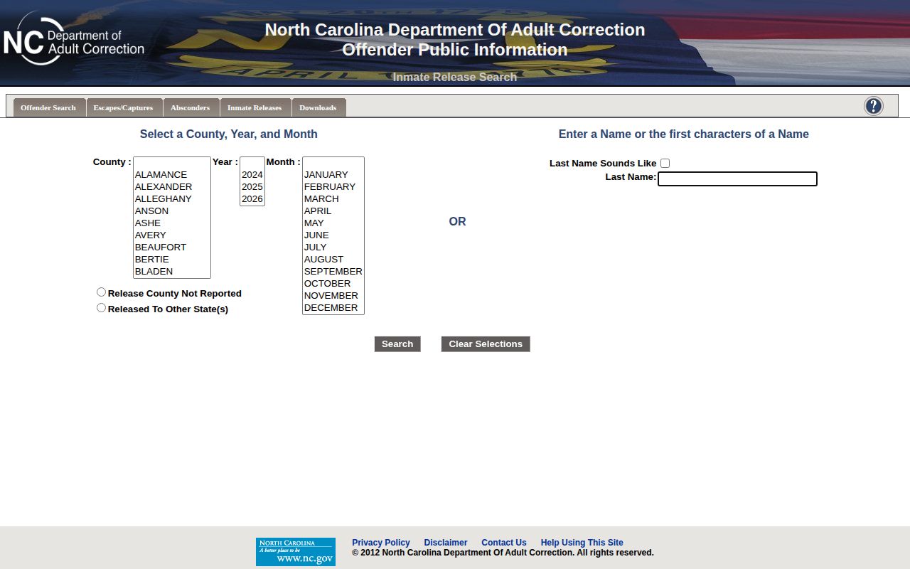 Warren County NCDAC monthly inmate release date search