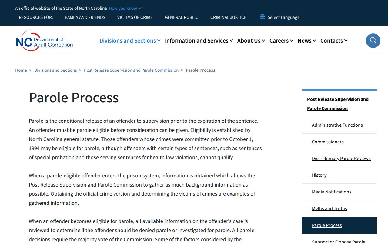 Warren County parole and post-release supervision review process