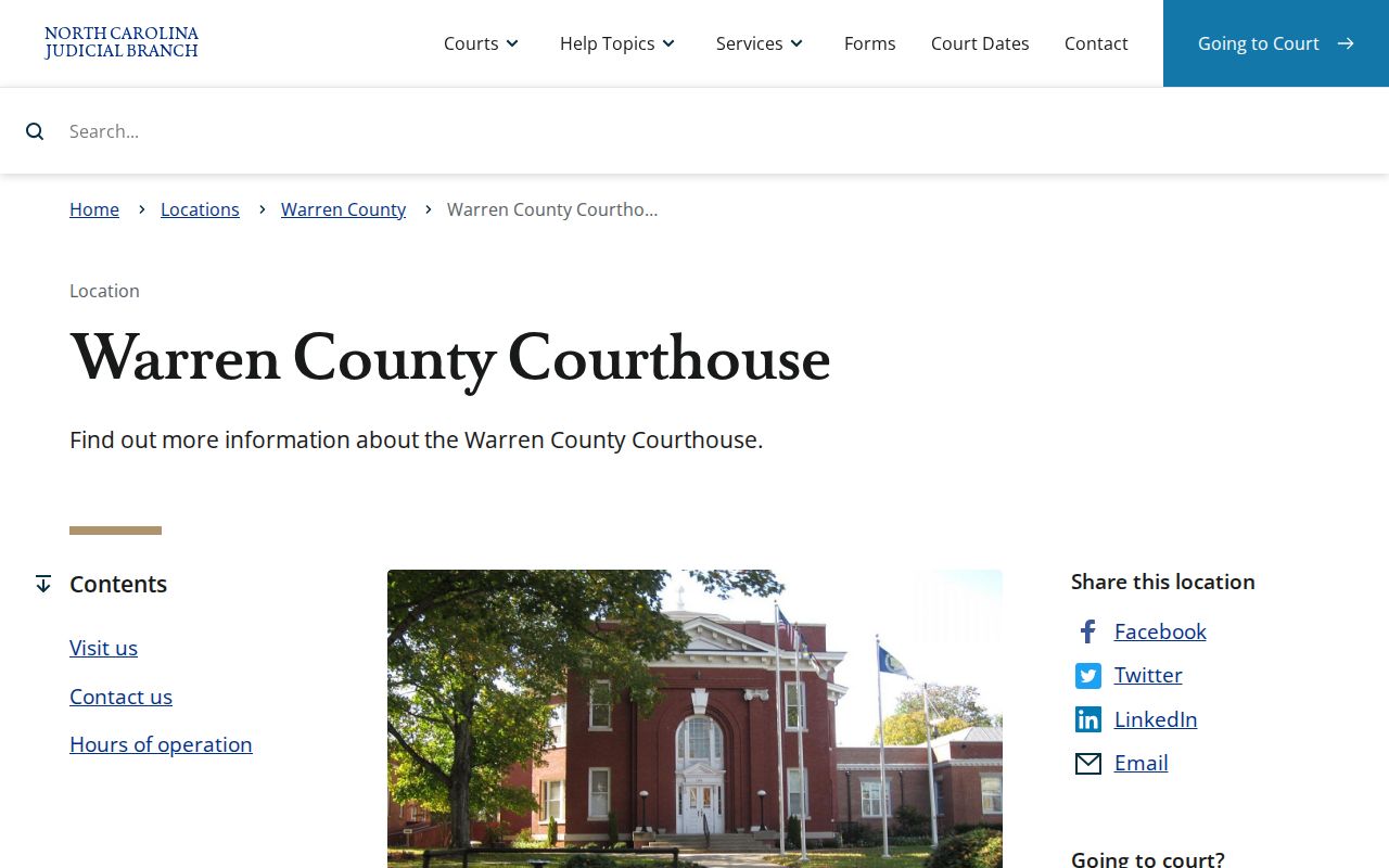 Warren County courthouse contact for three-day release record corroboration