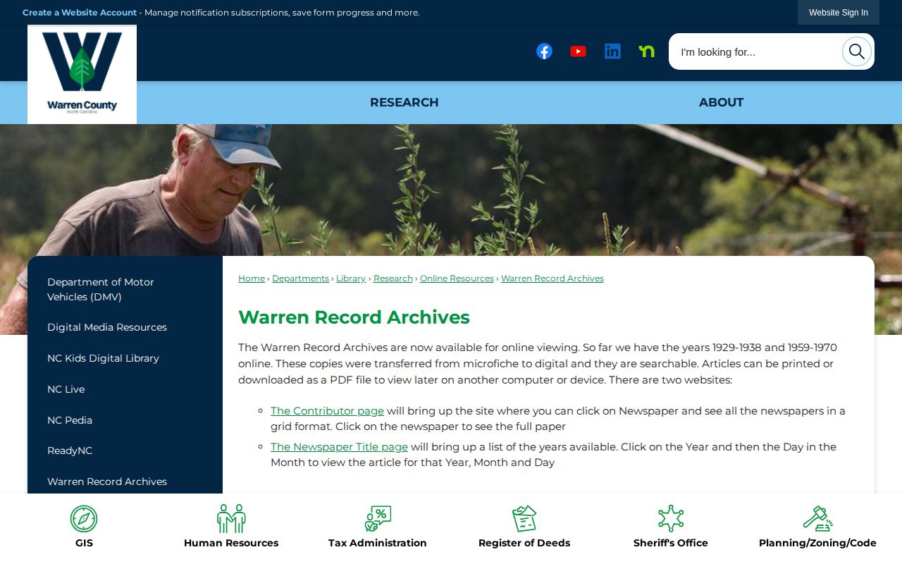 Warren Record Archives historical photo source for released inmate research